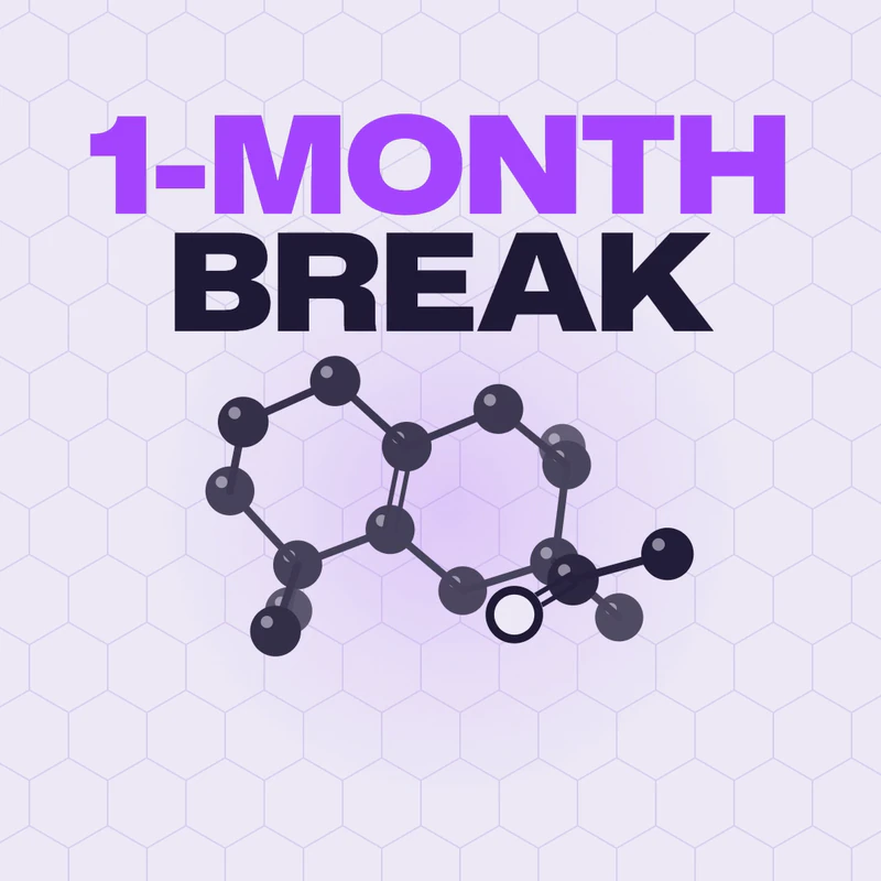 Frame from our Eau Facts video: the words 1-MONTH BREAK, the pause Escentric Molecules suggests when regular wearers become partly smell-blind to Iso E Super